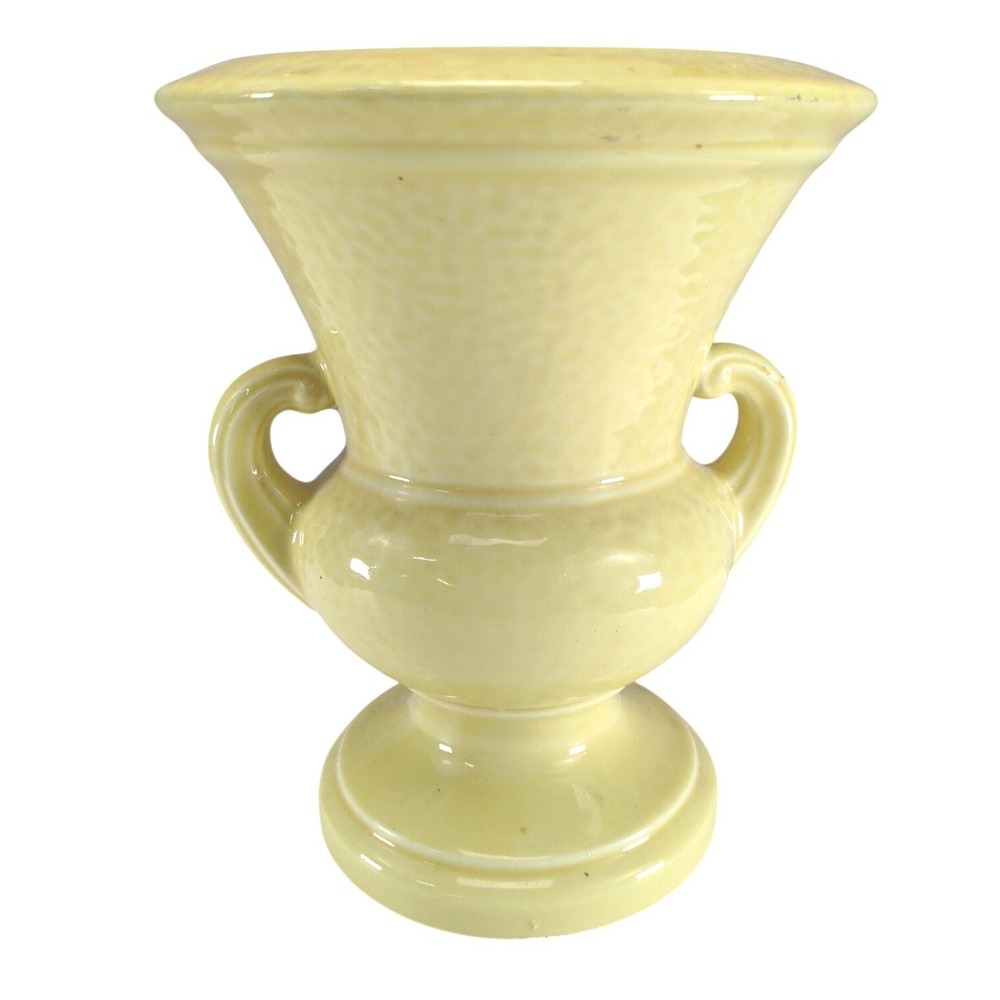 Vintage Haeger Yellow Double Handle Trophy Urn Vase Planter 8.5" MCM